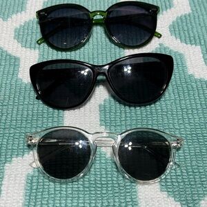 Stylish Sunglasses Trio - Black, Clear, Green
